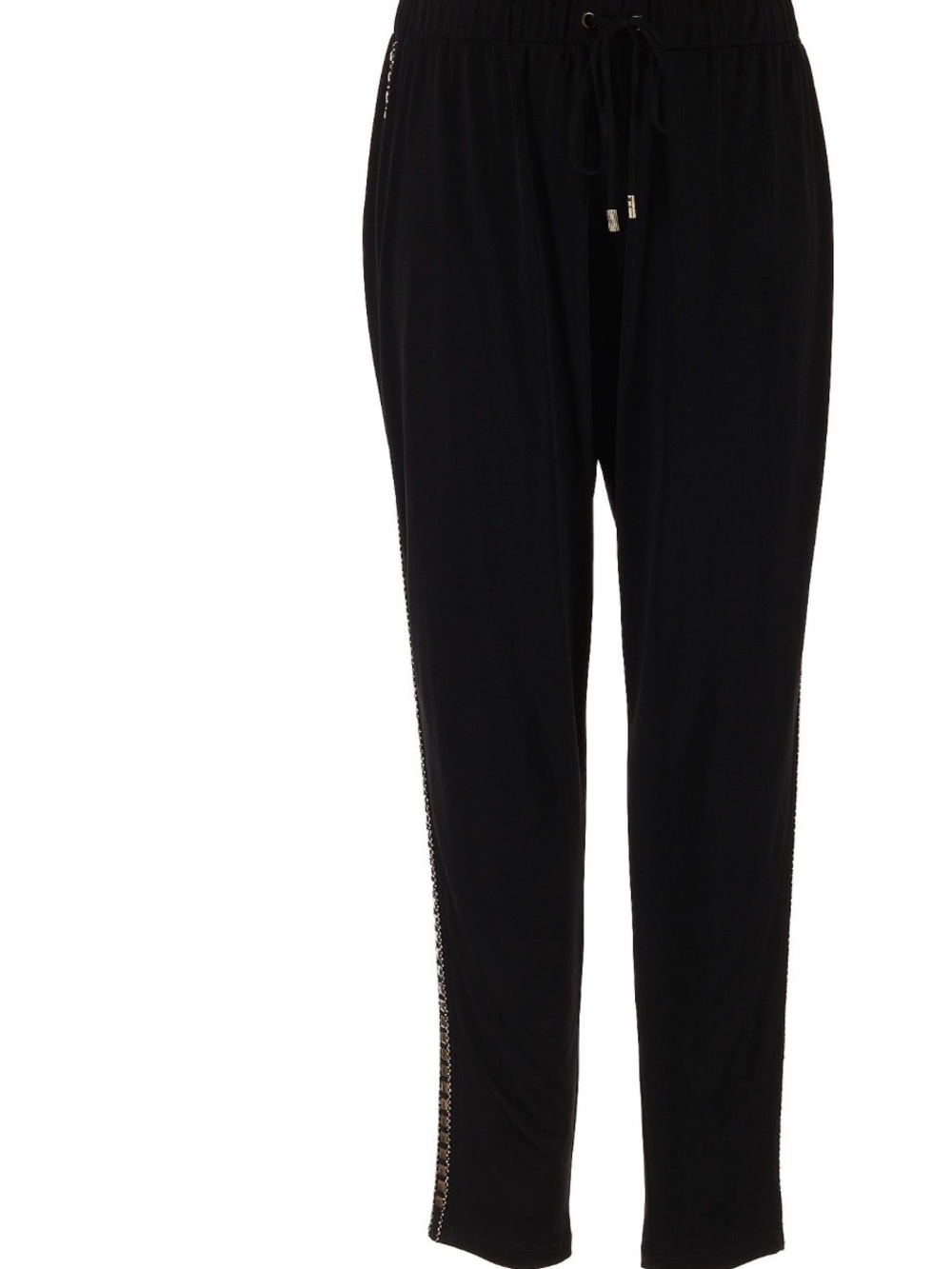 Michael Kors Black Drawstring Track Pants with Side Chain Trim